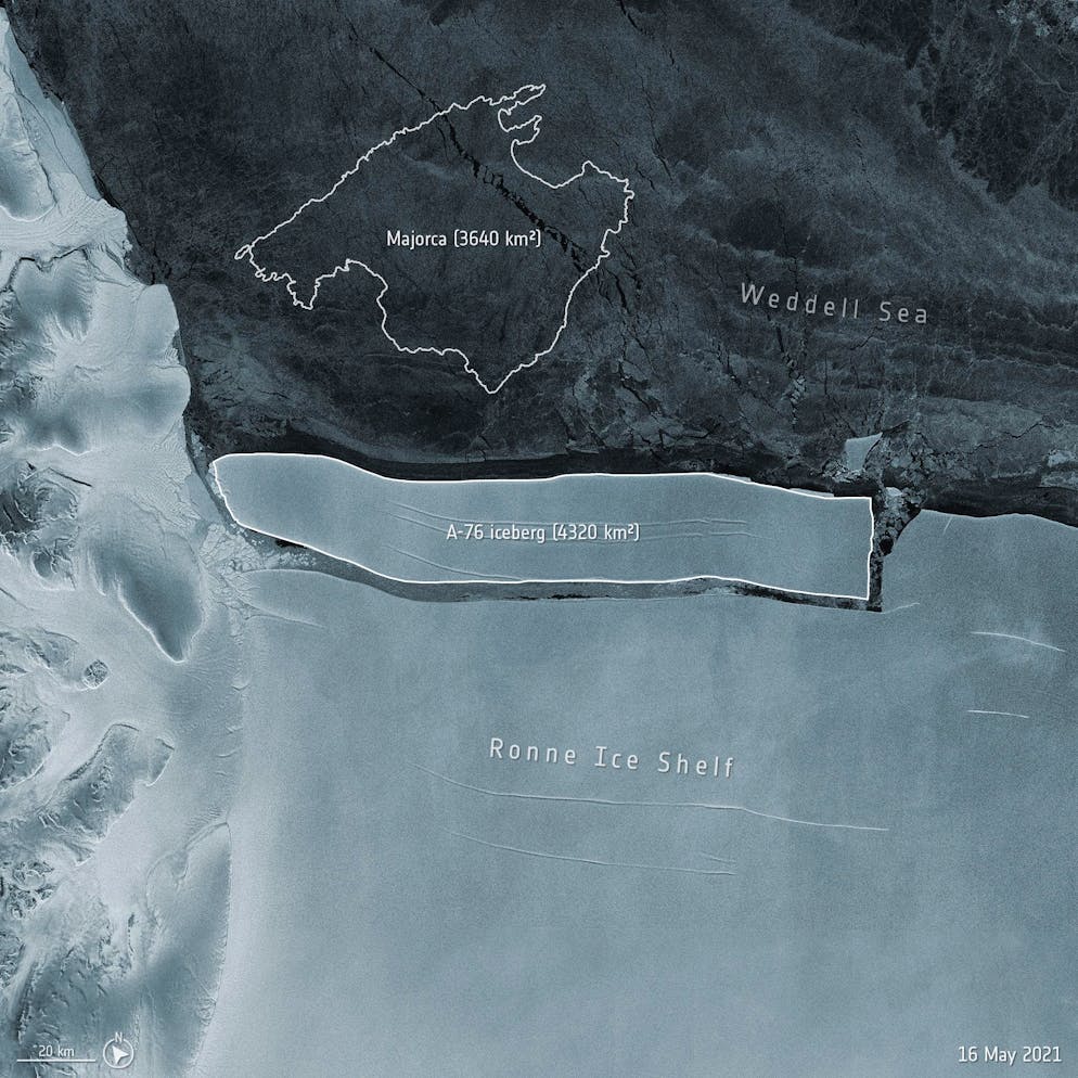 Ein neuer Eisberg hat sich in der Antarktis abgelöst, der grösser ist als die Ferieninsel Mallorca.