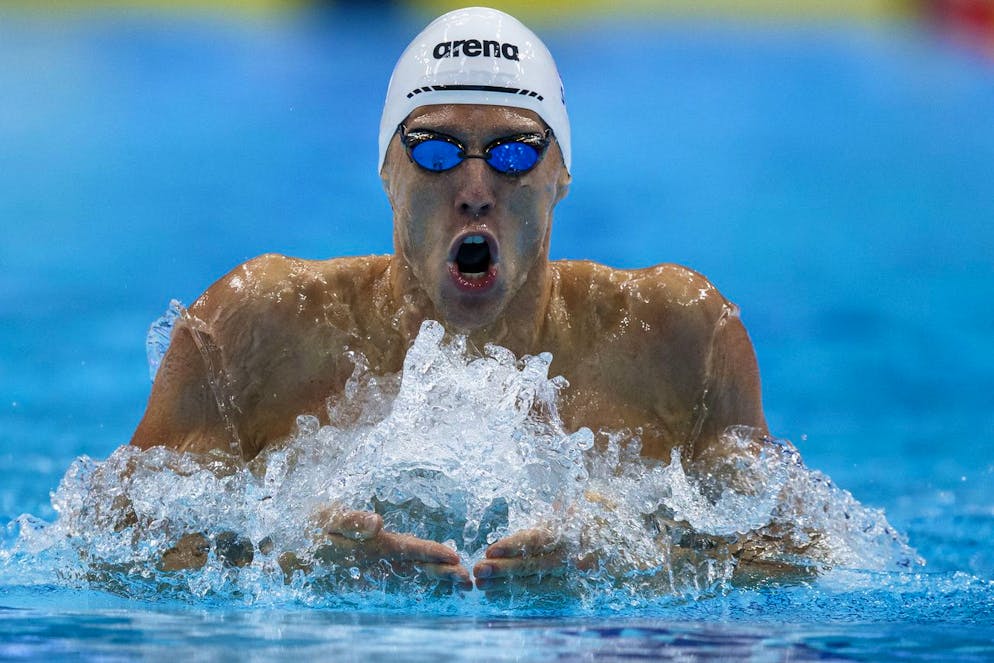 Jeremy Desplanches of Switzerland competes in the men's 200m Individual Medley (IM) Heats during the swimming events of the LEN European Aquatics Championships in Budapest, Hungary, Wednesday, 19 May 2021. (KEYSTONE/Patrick B. Kraemer)