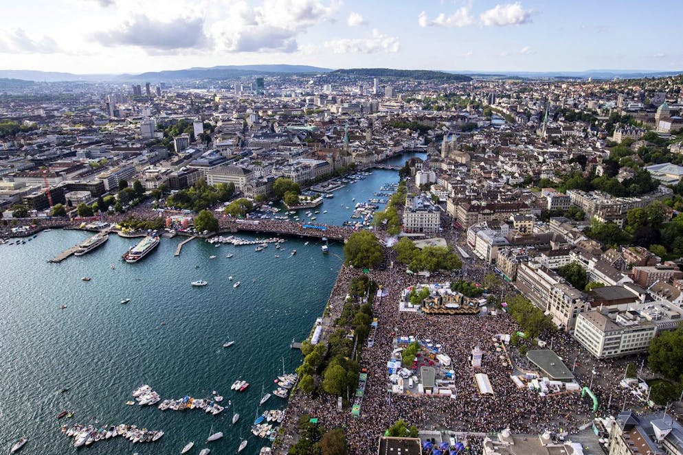 Aerial view of the annual technoparade