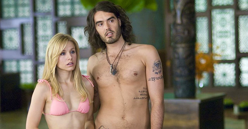Sarah (Kristen Bell) und ihr spiritueller Lover Aldous (Russell Brand) machen dem Protagonisten Peter (Jason Segel) zu schaffen: Er will seine Ex vergessen, doch er kann es nicht. Leider muss er sogar zugeben, dass Aldous saumässig cool ist.