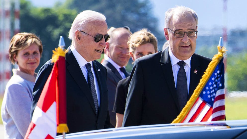 Bundespräsident Guy Parmelin (r.) empfängt US-Präsident Joe Biden im Juni 2021 in Genf.