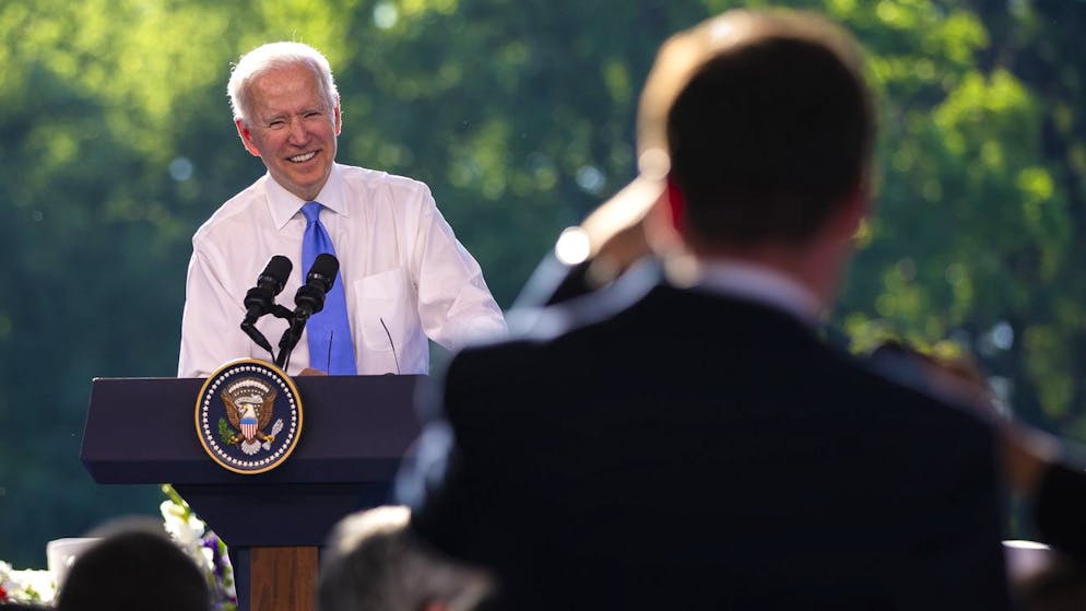 US president Joe Biden answers questions of journalists at a press conference during the US - Russia summit in Geneva, Switzerland, Wednesday, June 16, 2021. (KEYSTONE/Pool/Peter Klaunzer)