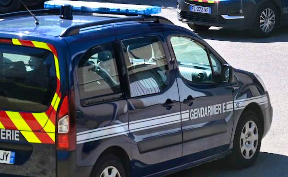 Cars of French gendarmerie are seen outside the judicial court house, where Remy Daillet-Wiedemann was to be presented to the judges in Nancy on June 16, 2021. - Malaysia on June 13, 2021 deported Daillet, a leading figure in conspiracy circles who is wanted in France over the kidnapping of an eight-year-old girl, sources told AFP. An international warrant for his arrest was launched in April 20 after a eight-year-old girl was kidnapped from her grandmother's French home in a