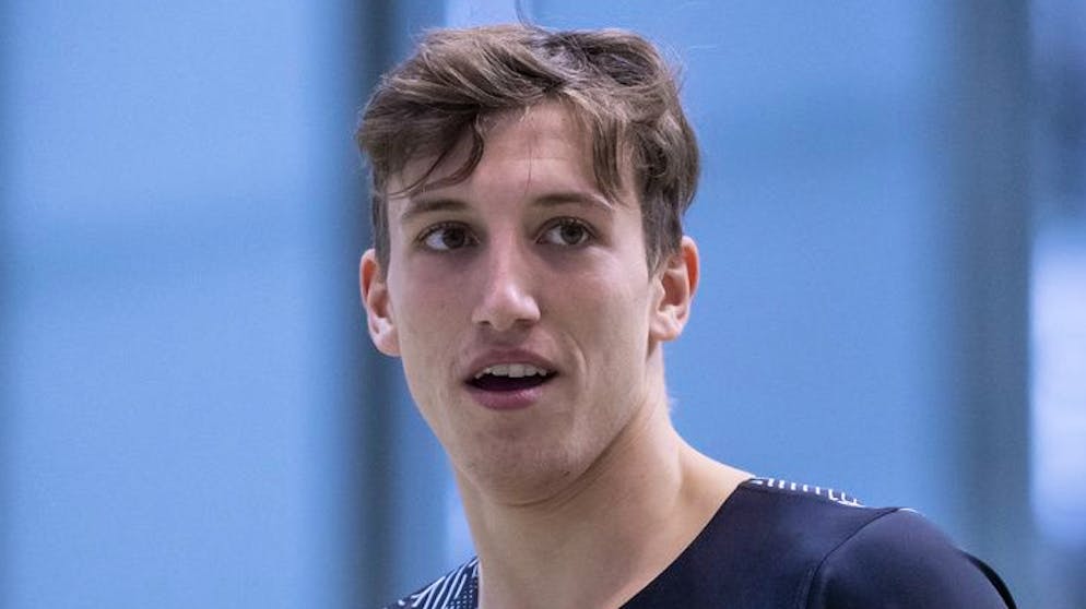 Simon Ehammer nach dem Huerdenrennen ueber 60 Meter der Maenner am Biel/ Bienne Athletics Leichtathletik-Hallenmeeting in Magglingen, am Samstag, 30. Januar 2021. (KEYSTONE/Georgios Kefalas)