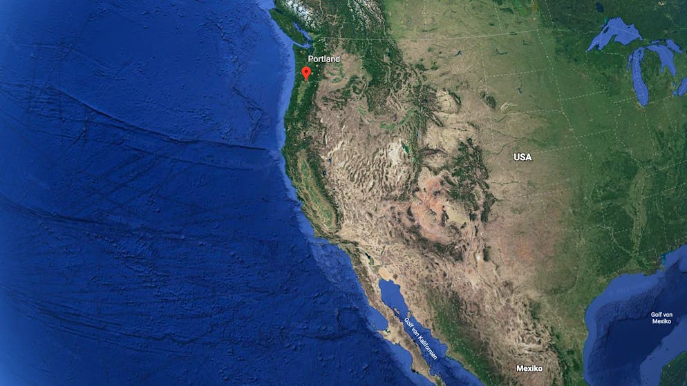 Sagenhafte 43 Grad prognostiziert: Lage von Portland an der US-Westküste.