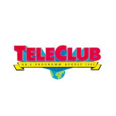 Historisches Logo von Teleclub mit dem Schriftzug Programm August 1985.