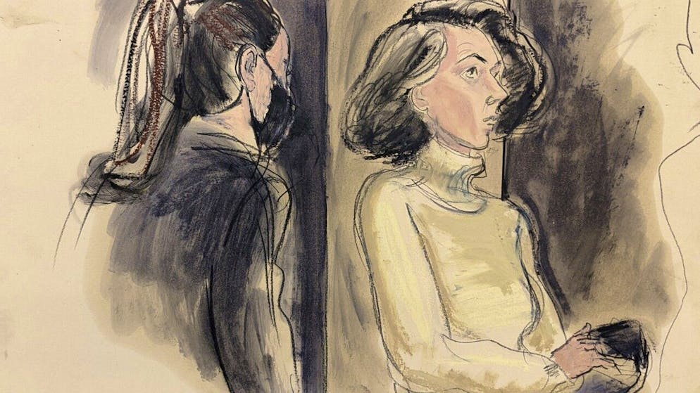 Schizzo di Ghislaine Maxwell durante il processo