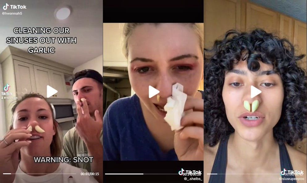 Sur TikTok, de nombreux jeunes veulent croire au pouvoir de décongestion du nez de l'ail.