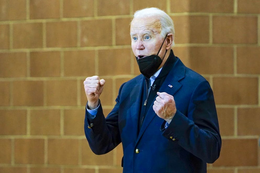 President Joe Biden talks about his administration's response to wildfires, during a visit to Louisville, Colo., Friday, Jan. 7, 2022. Biden and first lady Jill Biden met with families and toured a Louisville neighborhood impacted by a recent wildfire. (AP Photo/Susan Walsh)