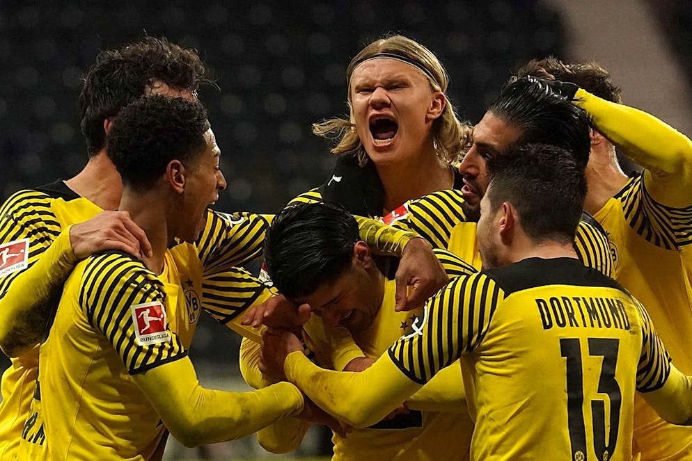 La joie des joueurs de Dortmund après le but victorieux