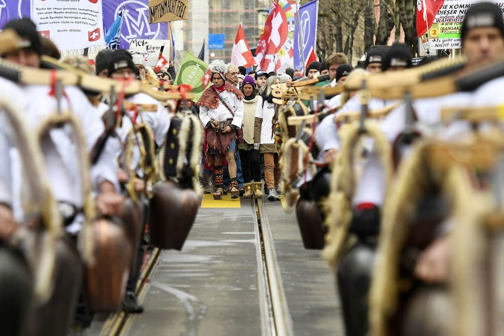 Manifestation contre les mesures Corona à Zurich le samedi 8 janvier 2022.