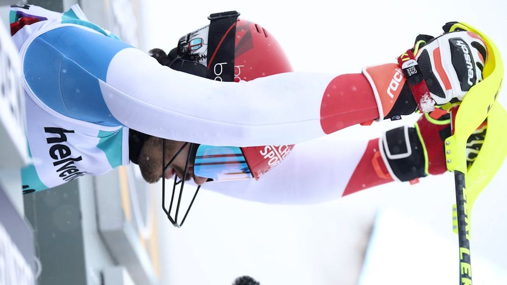 Loic Meillard avant sa deuxième manche de haute volée
