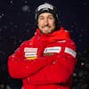 Luca Aerni, posiert an einem Point de Presse von Swiss-ski, am Freitag, 7. Januar 2022 in Adelboden. In den naechsten zwei Tagen finden hier die Internationalen Weltcuprennen statt. (KEYSTONE/Anthony Anex)