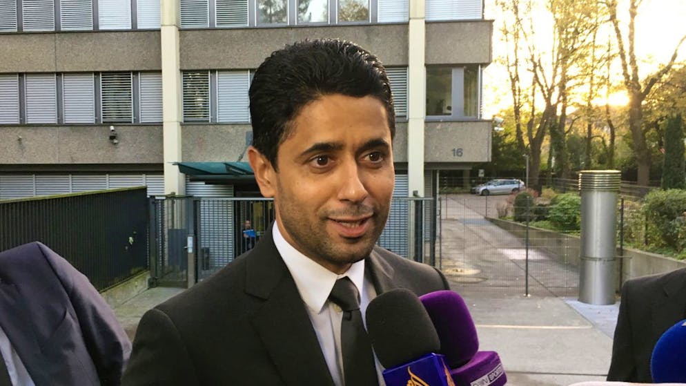 Le président du PSG Nasser Al-Khelaifi ici devant les locaux du Ministère public à Berne a été acquitté en première instance.