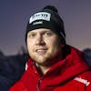 Niels Hintermann of Switzerland poses for photographer during a press conference at the Alpine Skiing FIS Ski World Cup in Wengen, Switzerland, Tuesday, January 11, 2022. (KEYSTONE/Jean-Christophe Bott)