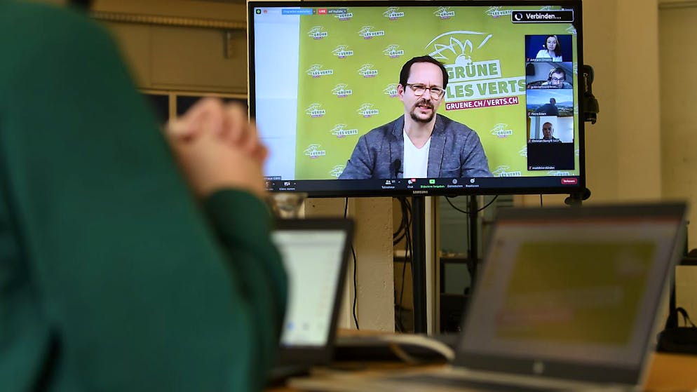 Balthasar Glättli ha tenuto il suo discorso online davanti ai delegati dei Verdi