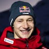 Marco Odermatt of Switzerland poses for photographer during a press conference at the Alpine Skiing FIS Ski World Cup in Wengen, Switzerland, Tuesday, January 11, 2022. (KEYSTONE/Jean-Christophe Bott)