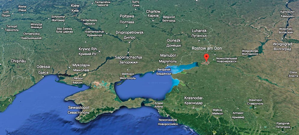 Zum Wehrbezirk Süd gehört neben der Krim auch die Region Rostow (markiert).