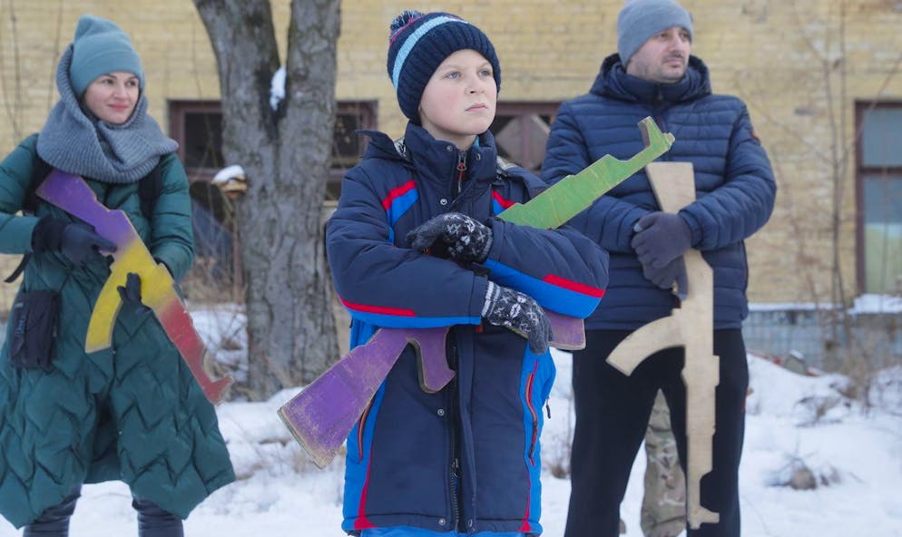 Ein militärisches Training in Kiew für ukrainische Zivilisten vom Dezember 2021.