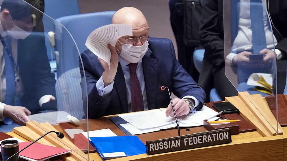Der russische UNO-Botschafter Wassily Nebenzia spricht am 31. Januar 2022 im UN-Sicherheitsrat in New York.
