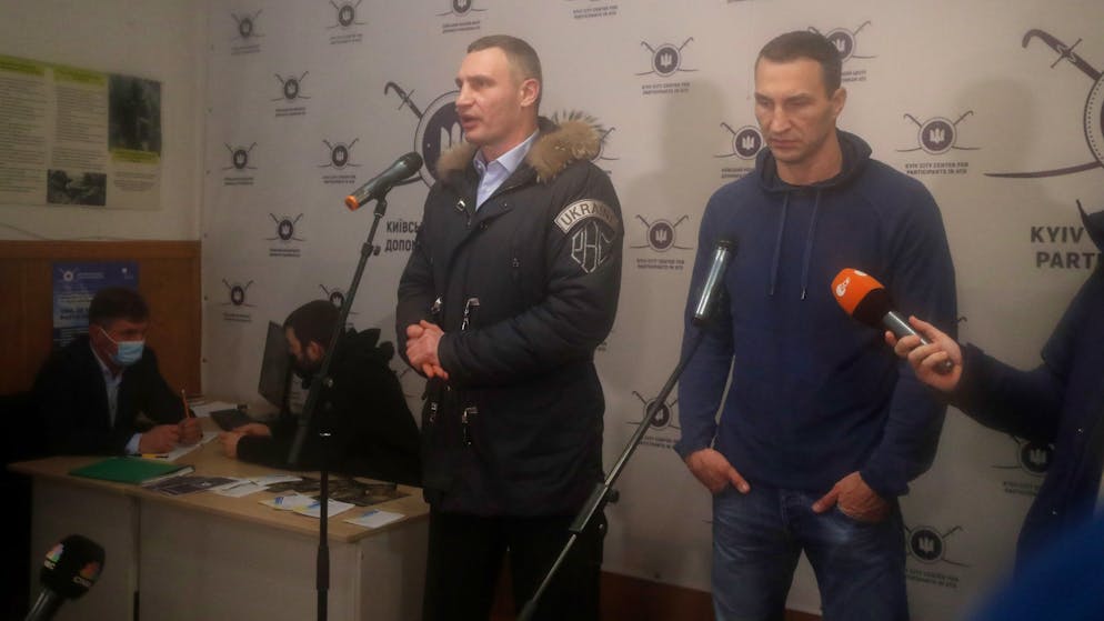 Vitali (links) und Wladimir Klitschko am 2. Februar bei einer Presskonferenz in Kiew.