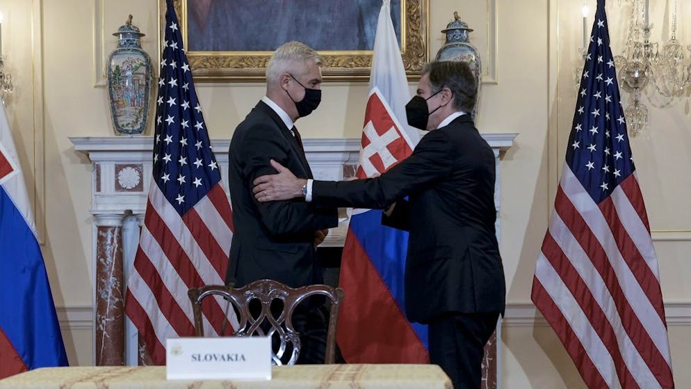 Ivan Korcok, Aussenmiinister der Slowakei trifft am 3. Februar 2022 seinen US-amerikanischen Amtskollegen Antony Blinken.
