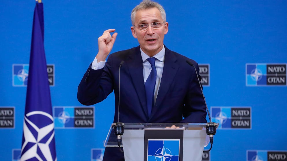 Jens Stoltenberg am 7. Februar in Brüssel bei einer Pressekonferenz.
