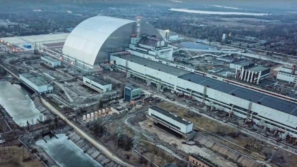 Veduta aerea del Ministero della Difesa russo della centrale nucleare di Chernobyl il 7 marzo 2022. 