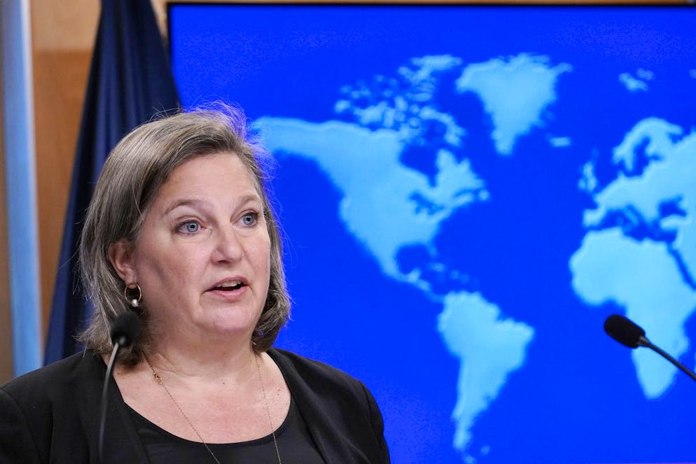 FILE - State Department Under Secretary for Public Affairs Victoria J. Nuland speaks during a briefing at the State Department in Washington, Jan. 27, 2022. (AP Photo/Susan Walsh, Pool, File)