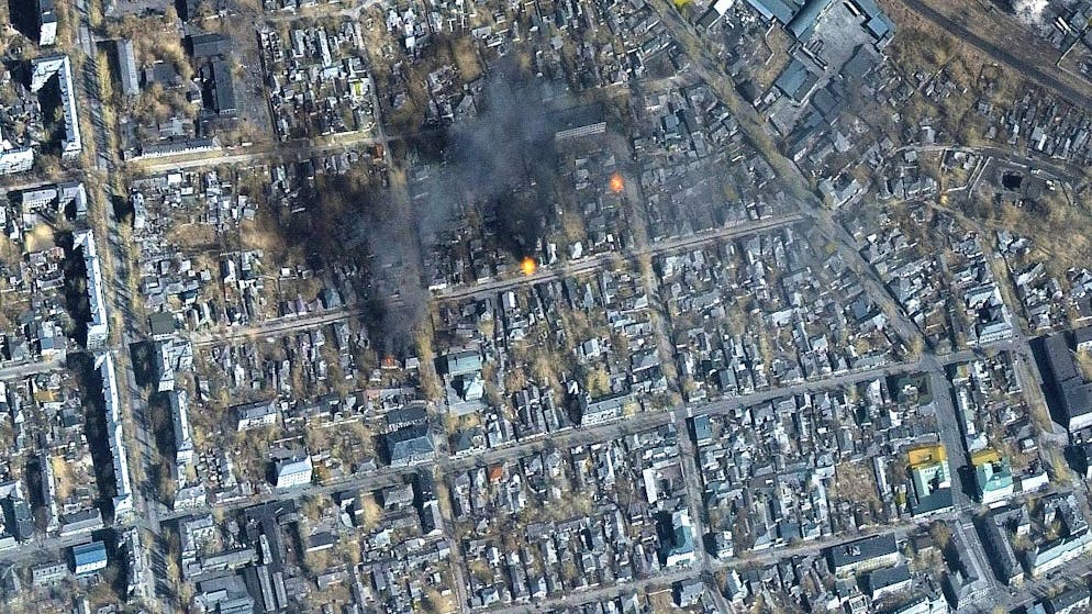 Un'immagine satellitare della regione orientale di Mariupol. Le truppe russe sarebbero confrontate a gravi difficoltà nell'occupazione della città. (Immagine d'archivio del 14 marzo scorso)