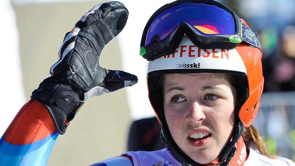 Andrea Thuerler from Switzerland reacts during the women's Giant Slalom Second Run race at the FIS Alpine Skiing Junior Wolrd Championships in Crans-Montana, Switzerland, Wednesday, February 2, 2011. (KEYSTONE/Jean-Christophe Bott)..