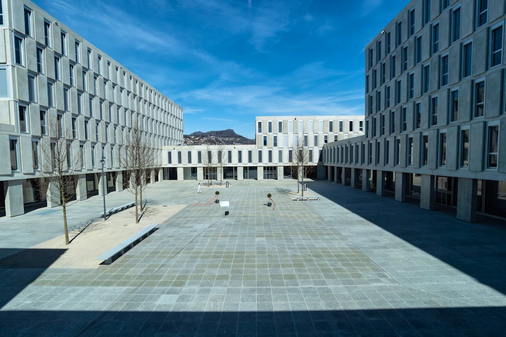 Lugano: Opening ceremony of the new eastern campus of the Italian University of Switzerland (USI) and the Italian-Swiss University of Applied Sciences (SUPSI).  Pictured is a view of the new campus.  © Ti-Press / Pablo Gianninazzi