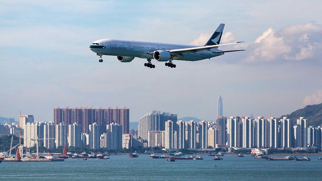 New York-Hong Kong.  The longest passenger flight in the world avoiding Russia.