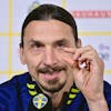 epa09842362 Sweden's forward Zlatan Ibrahimovic attends a press conference at Friends Arena in Stockholm, Sweden, 22 March 2022. Sweden will face Czech Republic in their FIFA World Cup Qatar 2022 play-off qualifying soccer match on 24 March 2022. EPA/Jonas Ekstromer/TT SWEDEN OUT SWEDEN OUT