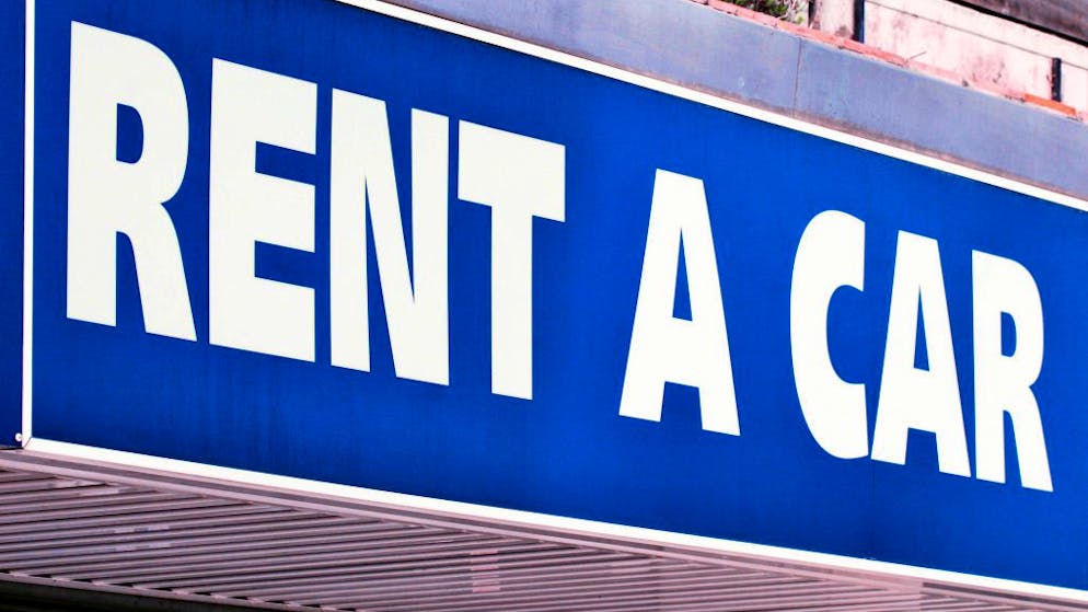 Advertising sign for car rentals in Palma, Majorca, Spain. (Photo by plus49/Construction Photography/Avalon/Getty Images)