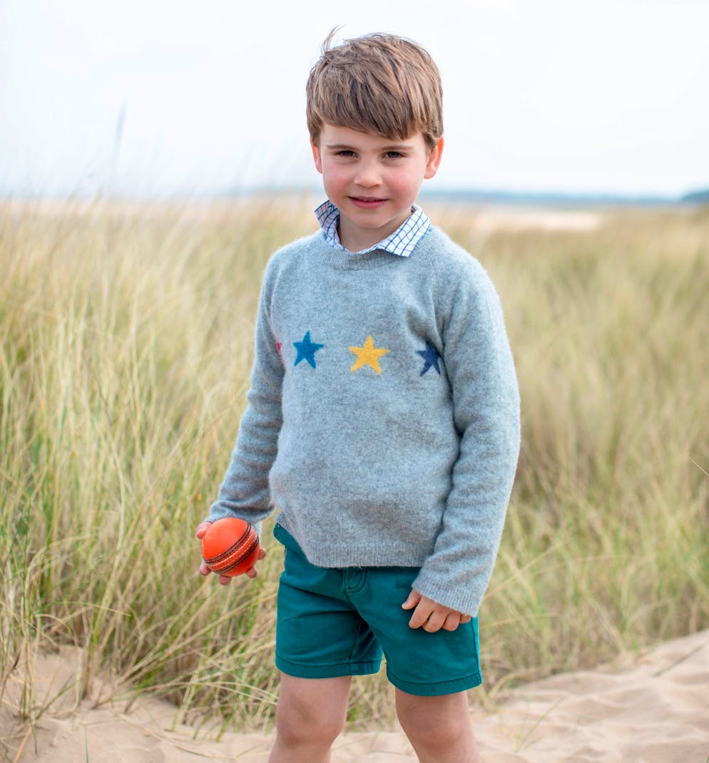 This undated photo provided by Kensington Palace shows Britain's Prince Louis ahead of his fourth birthday on Saturday, April 23, 2022. The photograph was taken earlier this month in Norfolk, England, by his mother, Kate, the Duchess of Cambridge. (The Duchess of Cambridge/Kensington Palace via AP)