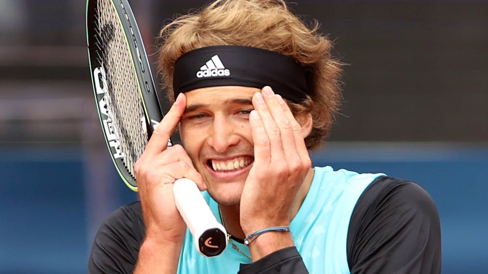 MUNICH, GERMANY - APRIL 27: Alexander Zverev of Germany reacts during his 2nd round match against Holger Rune of Denmark on day five of the BMW Open by American Express at MTTC IPHITOS on April 27, 2022 in Munich, Germany. (Photo by Alexander Hassenstein/Getty Images)
