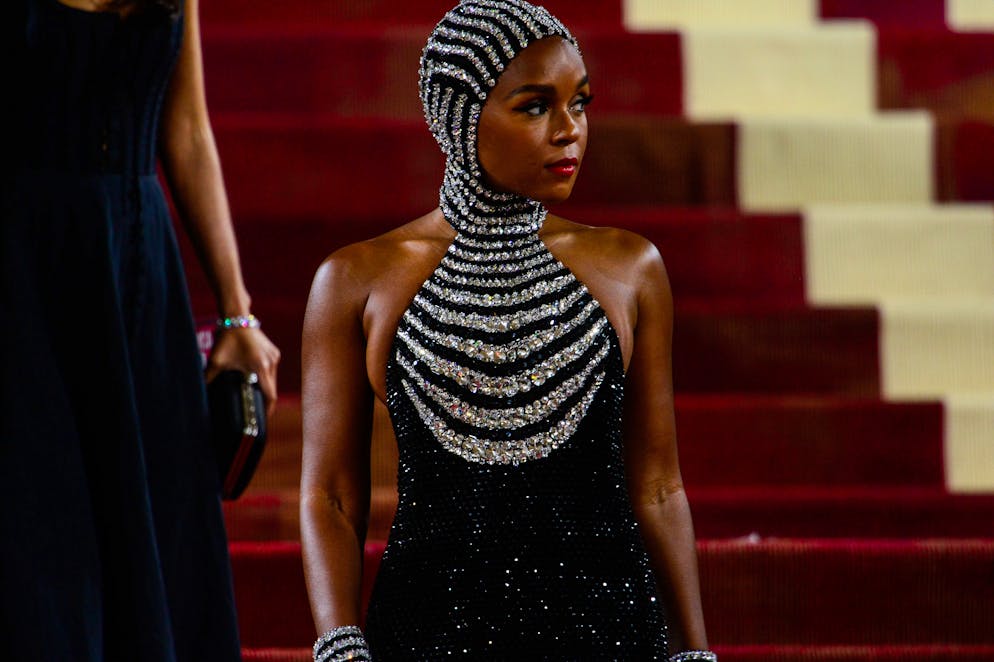 NEW YORK, NEW YORK - MAY 02: Janelle Monáe enters the 2022 Met Gala Celebrating 