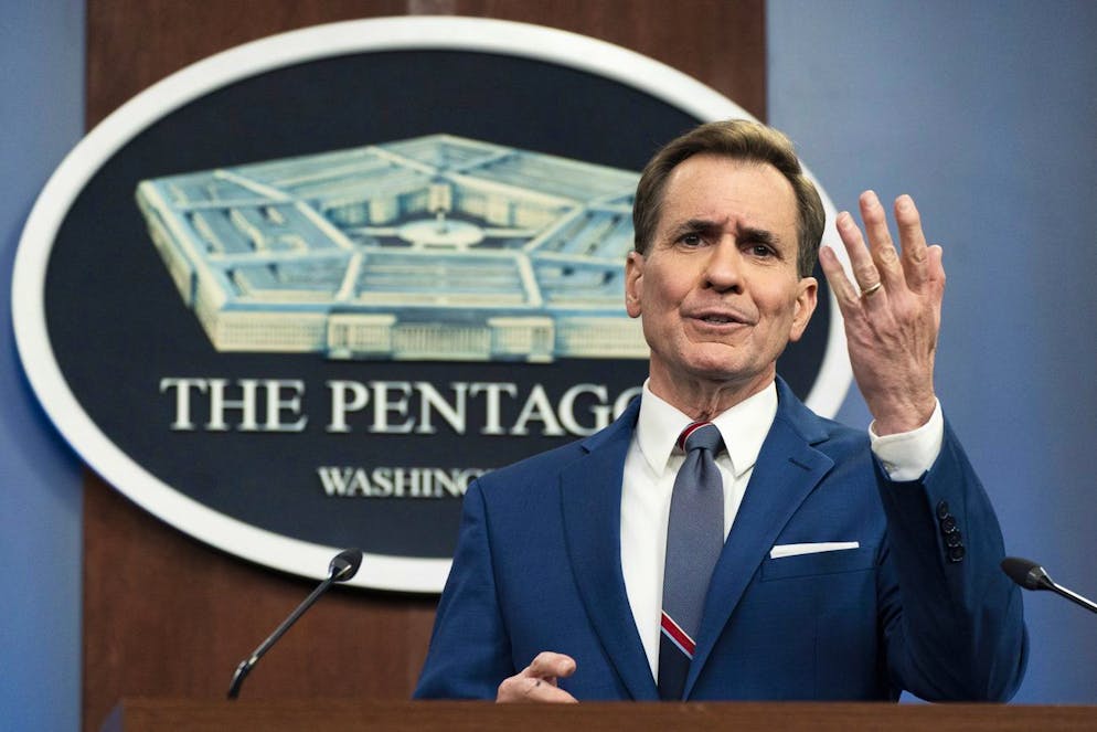 Pentagon spokesman John Kirby speaks during a briefing at the Pentagon in Washington, Wednesday, May 4, 2022. (AP Photo/Manuel Balce Ceneta)