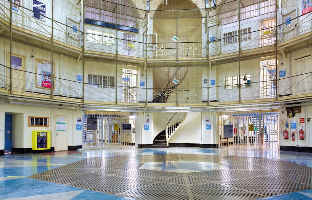 LONDON,UNITED KINGDOM - FEBRUARY 7: HM Wandsworth Prison central rotunda on February 7, 2017 in Wandsworth,London,England. (Photo by Peter Dazeley/Getty Images)
