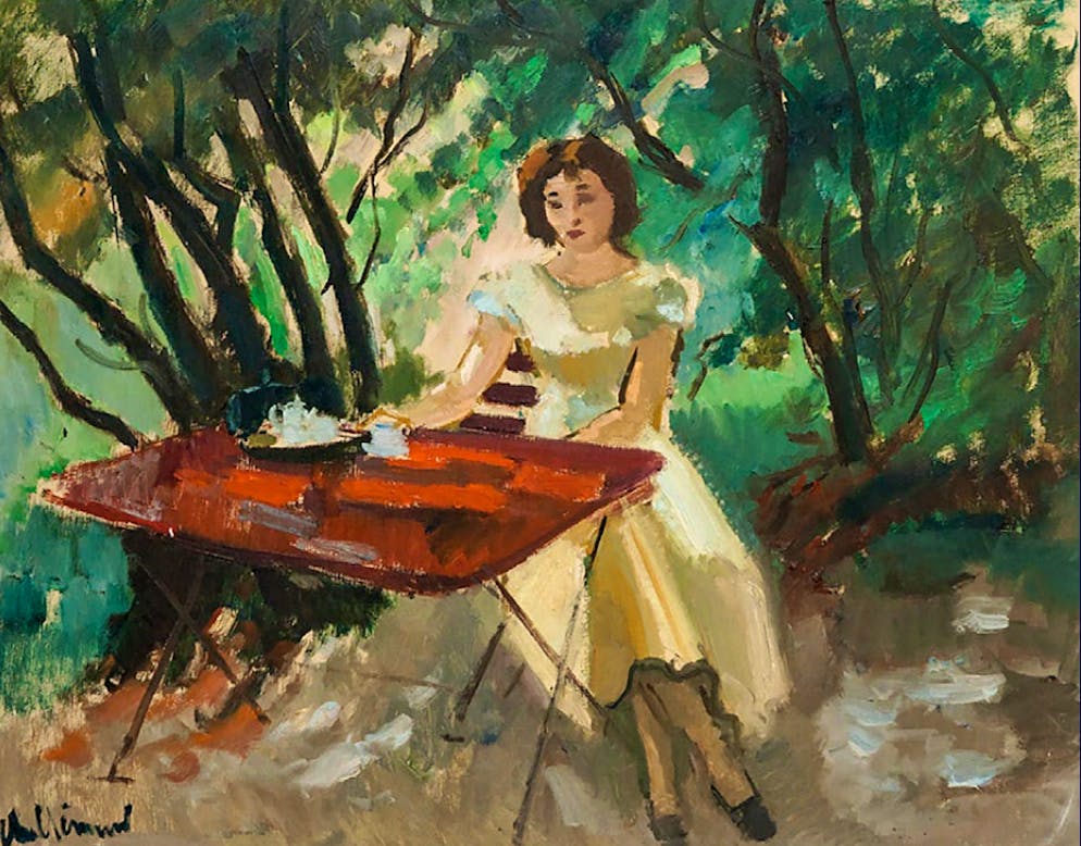 Ania au jardin (1959) Huile sur toile/ Charles Clément