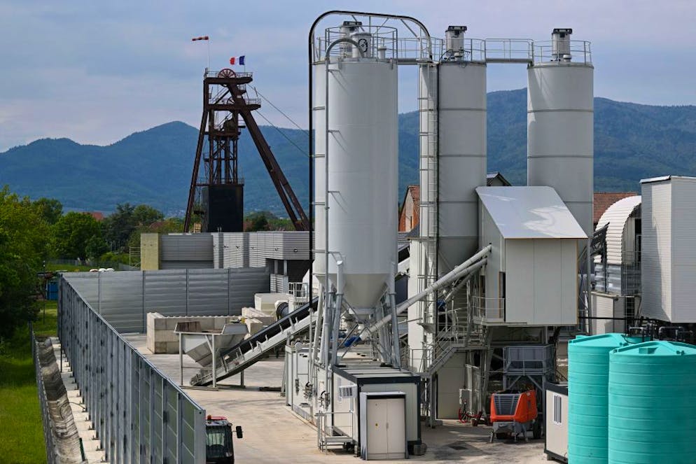 This photograph taken on May 6, 2022, shows the new concrete storage and production platform (R) outside the Stocamine hazardous waste storage centre in Wittelsheim, eastern France. (Photo by SEBASTIEN BOZON / AFP) (Photo by SEBASTIEN BOZON/AFP via Getty Images)