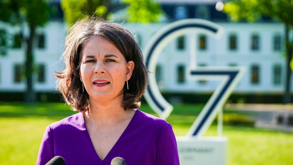Bundesaussenministerin Annalena Baerbock (Bündnis 90/Die Grünen) gibt ein Pressestatement zu Beginn des Gipfeltreffens der Aussenminister der G7-Gruppe der führenden demokratischen Wirtschaftsmächte.