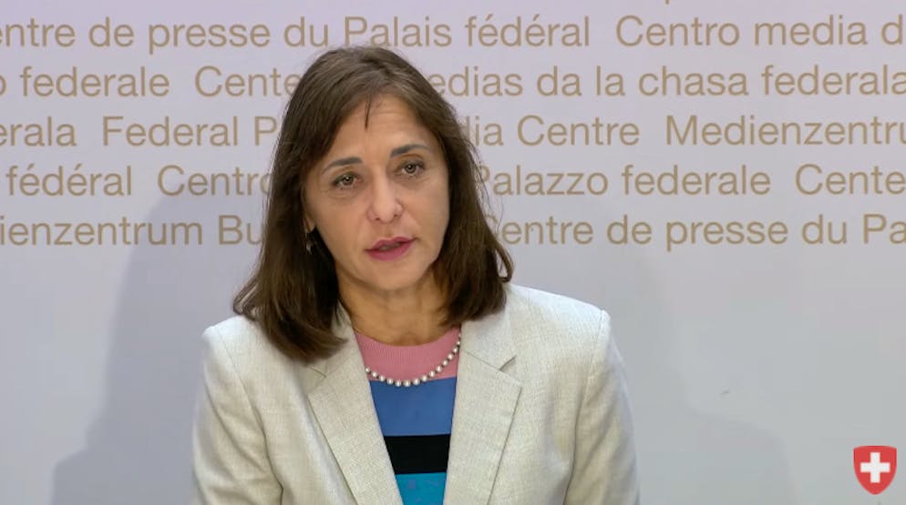 Gaby Szöllösy, Generalsekretärin, Konferenz der kantonalen Sozialdirektorinnen und Sozialdirektoren (SODK), informiert an der Medienkonferenz in bern.