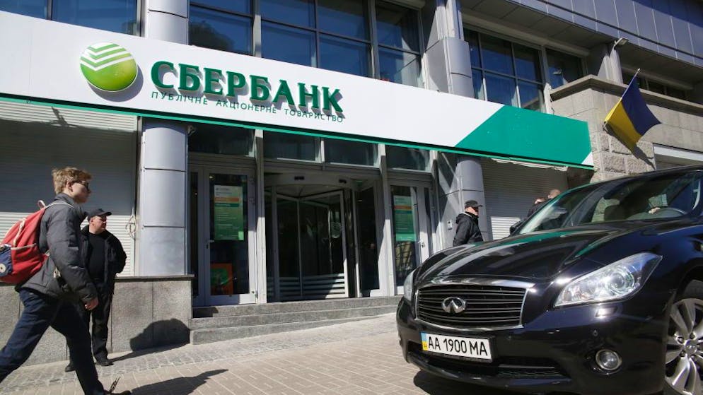Hauptsitz der russischen Sberbank in Kiew: Diese und alle andern Filialen russischer Banken in der Ukraine werden auf Beschluss des Parlaments verstaatlicht. (Archivbild)