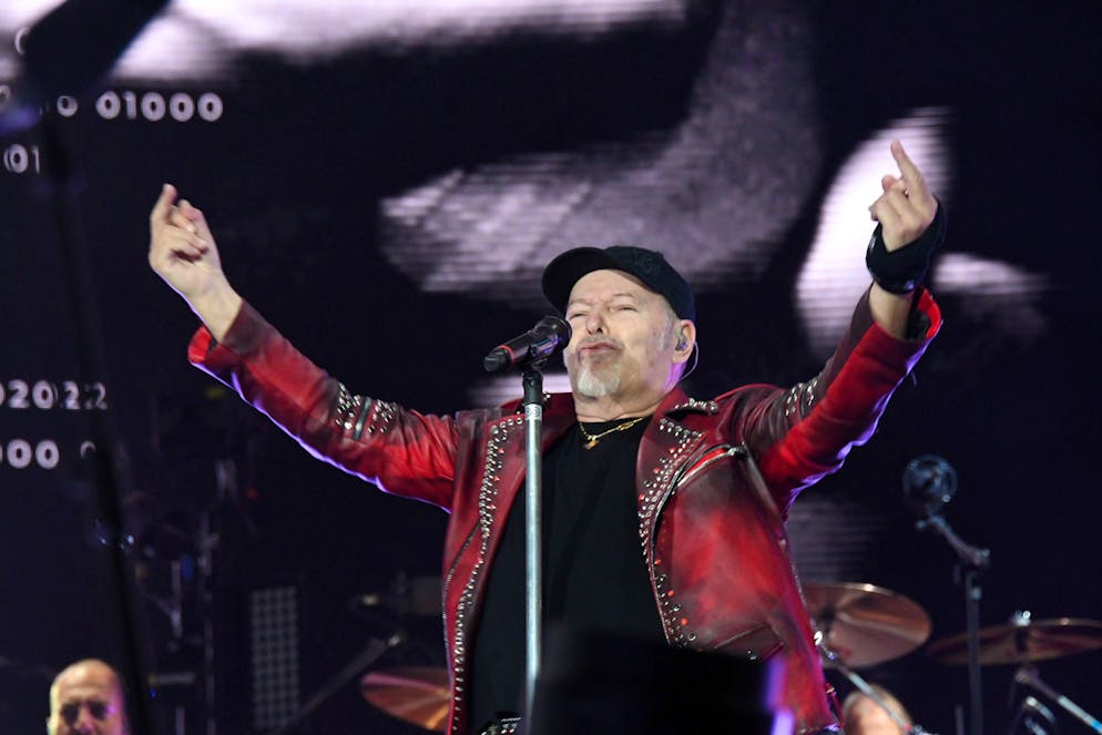 epa09961498 Italian singer-songwriter, Vasco Rossi, performs on stage during his concert at the Trentino Music Arena in Trento, Italy, 20 May 2022. EPA/PAOLO PEDROTTI