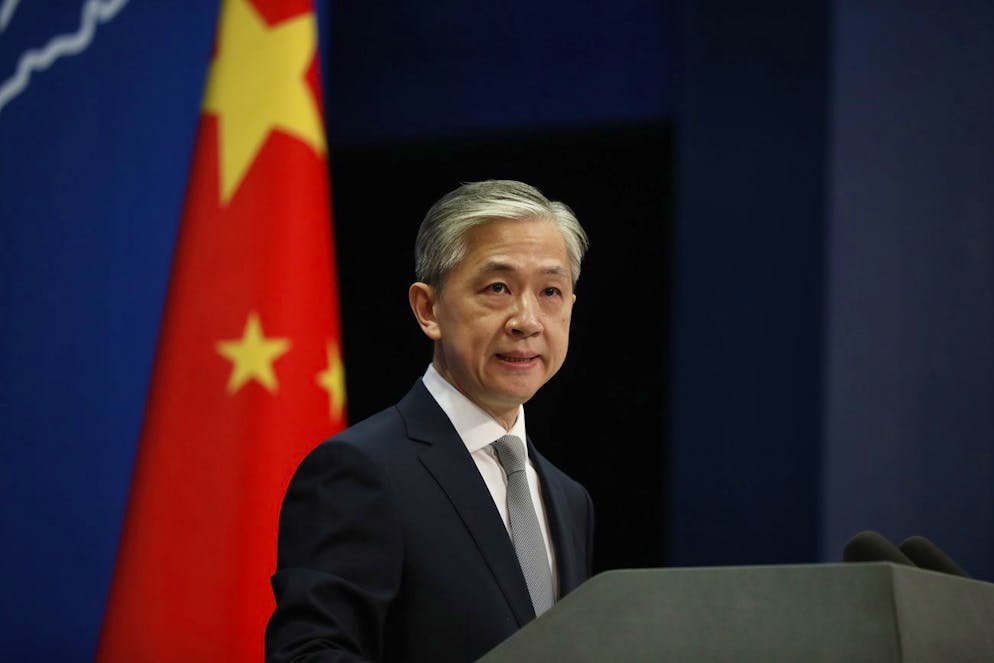 epa08561883 China's Foreign Ministry spokesperson Wang Wenbin speaks during a press conference in Beijing, China, 23 July 2020. The US Government ordered the closure of the Chinese consulate in Houston, Texas, by 24 July 2020 in an escalation of deteriorating relations between the US and China. EPA/WU HONG