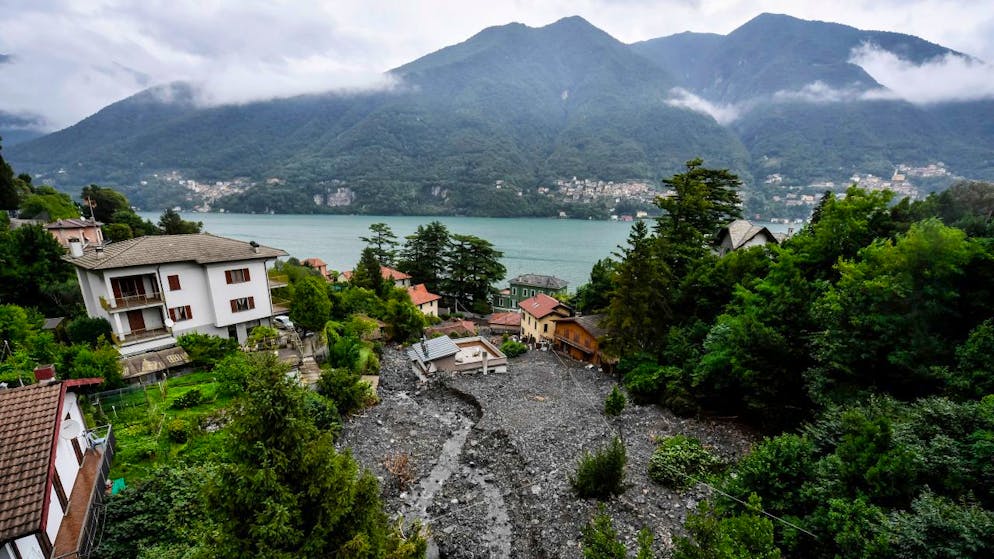 Laglio, sul lago di Como: la colata di fango e dettriti che nel luglio dello scorso anno ha invaso la località.