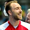 epa09999614 Denmark's Christian Eriksen reacts while the kick off is delayed due to a power cut prior to the UEFA Nations League soccer match between Austria and Denmark in Vienna, Austria, 06 June 2022. EPA/CHRISTIAN BRUNA