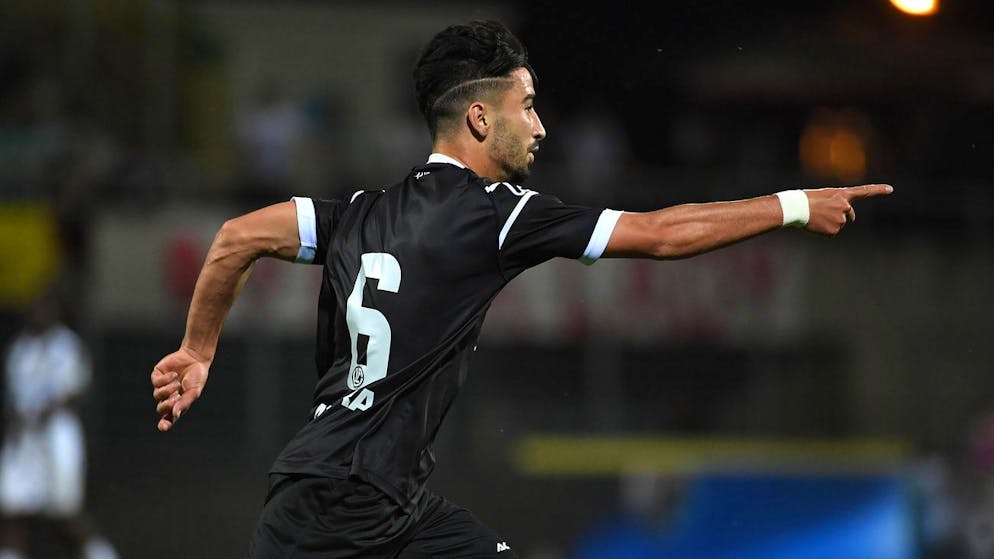 Lugano's player Mohamed Amoura during the Super League soccer match FC Lugano against FC Zurich, at the Cornaredo stadium in Lugano, Thursday, May 19, 2022. (KEYSTONE/Ti-Press/Samuel Golay)